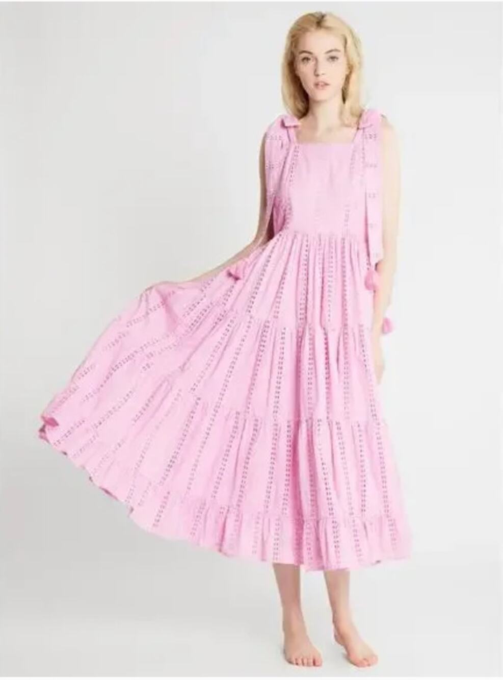 Mille XS Daphne Cotton Sundress In Bubblegum Dot Eyelet